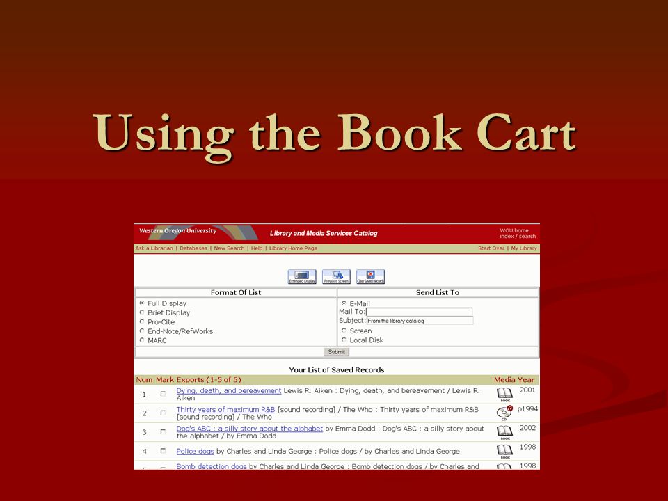 Using the Book Cart