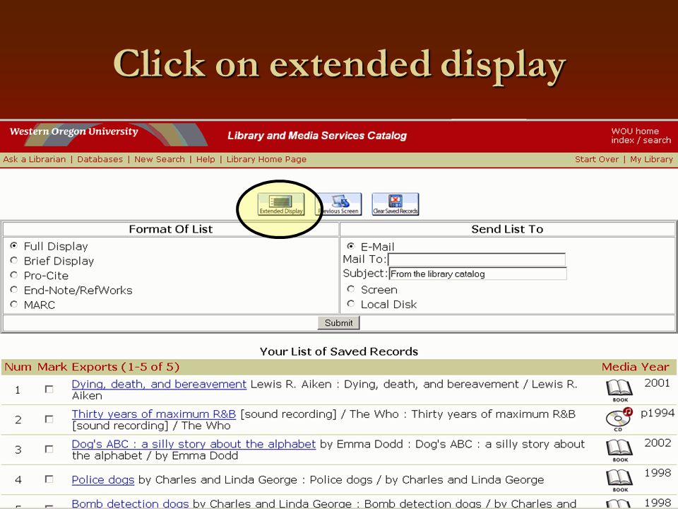 Click on extended display