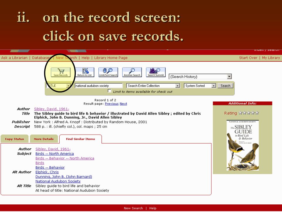 ii.on the record screen: click on save records.