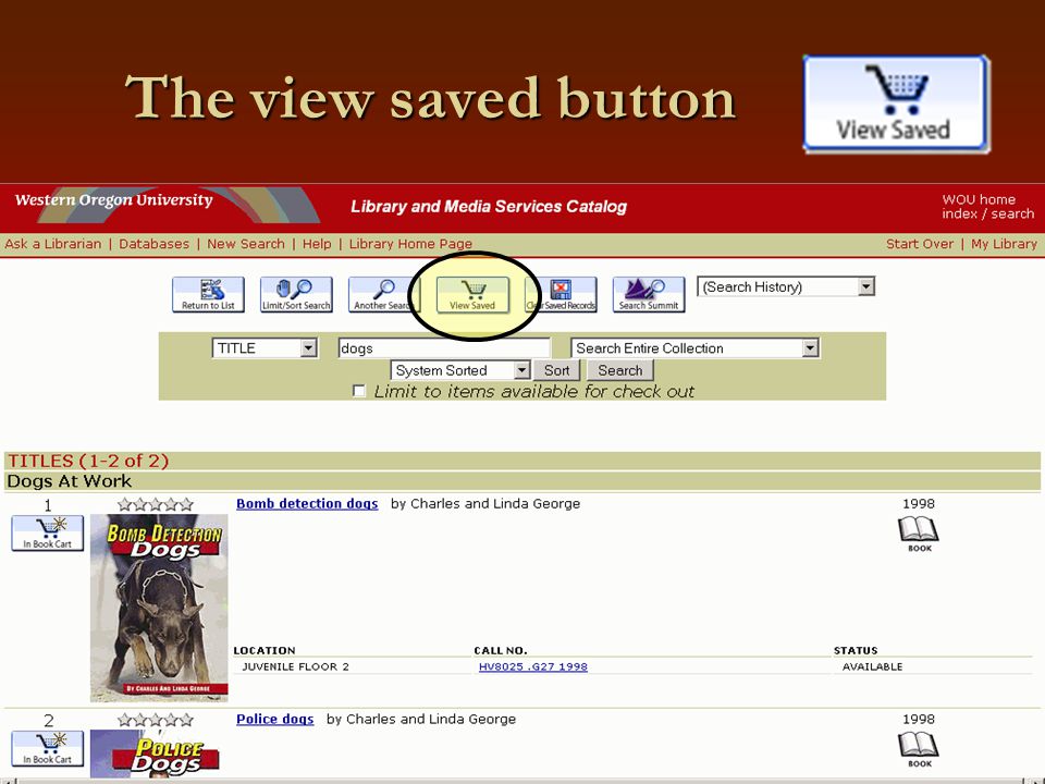The view saved button