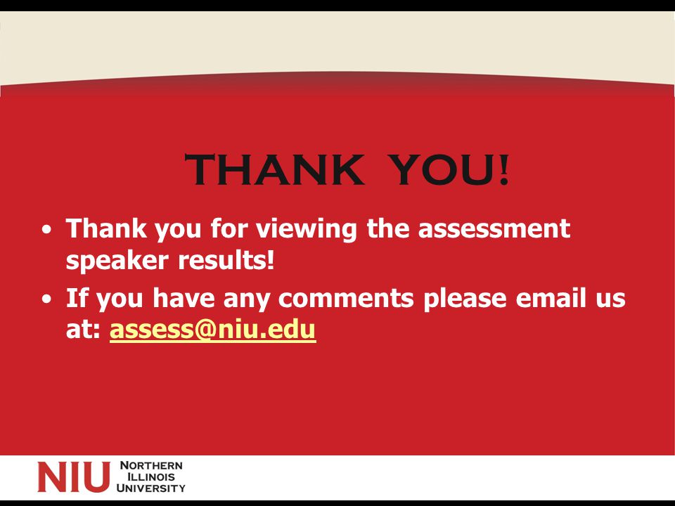 THANK YOU. Thank you for viewing the assessment speaker results.