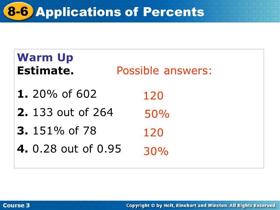 Warm Up Estimate % of out of