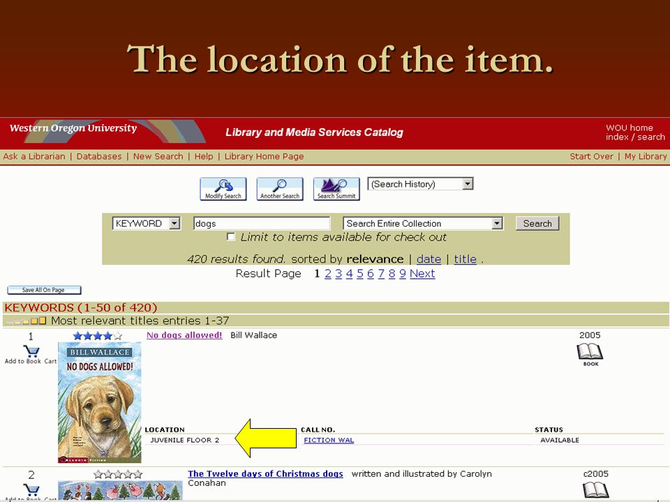 The location of the item.