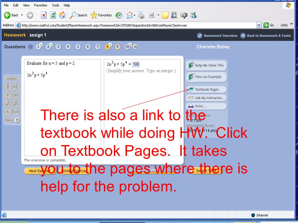There is also a link to the textbook while doing HW.