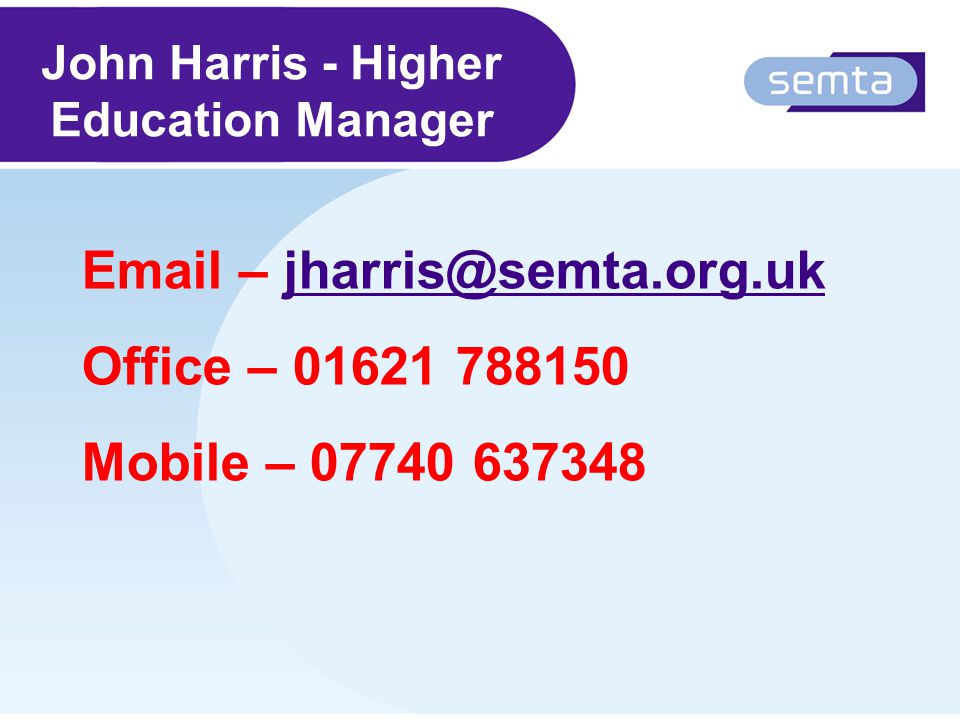 John Harris - Higher Education Manager  – Office – Mobile –