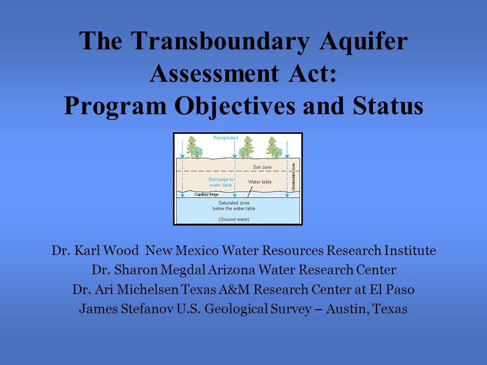 the transboundary aquifer assessment act program objectives and water resources research