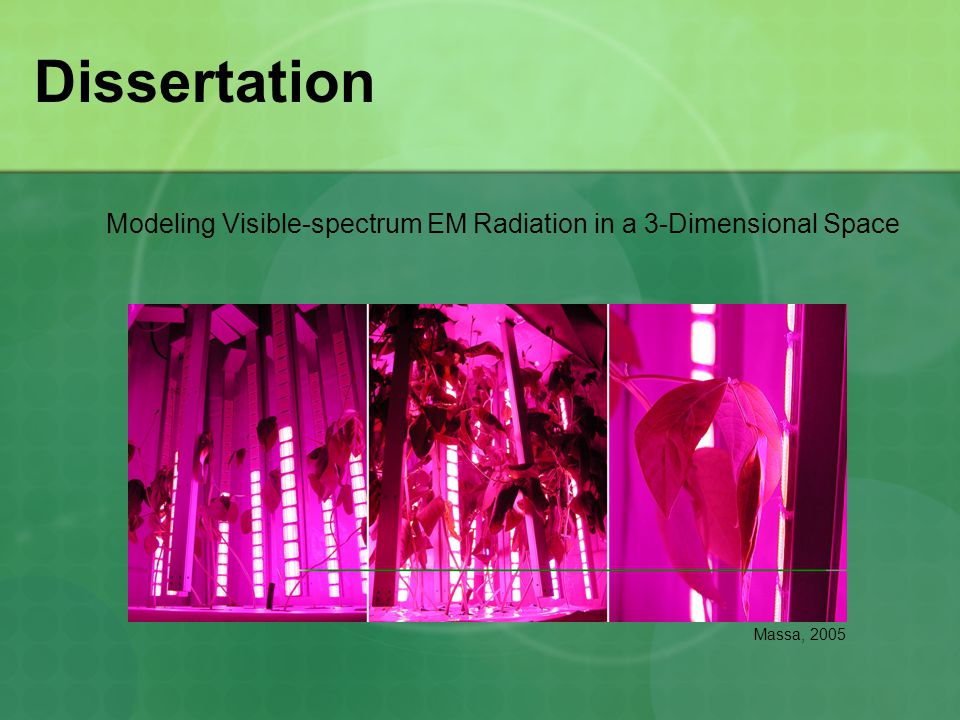 Dissertation Modeling Visible-spectrum EM Radiation in a 3-Dimensional Space Massa, 2005