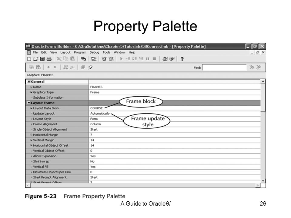 A Guide to Oracle9i26 Property Palette