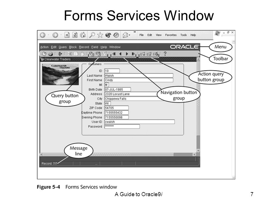 A Guide to Oracle9i7 Forms Services Window