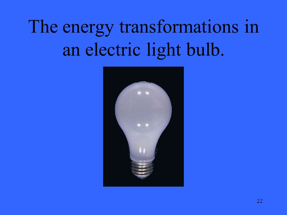 22 The energy transformations in an electric light bulb.