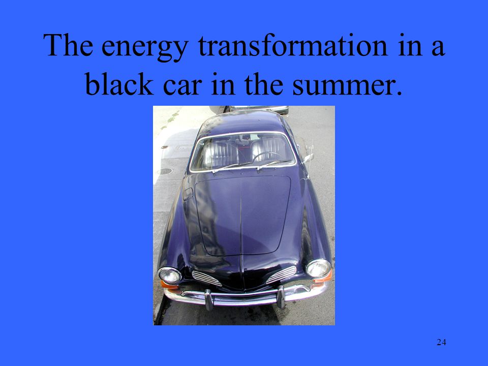 24 The energy transformation in a black car in the summer.