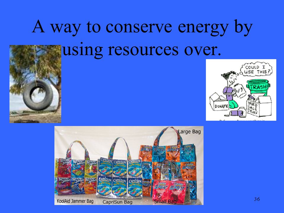 36 A way to conserve energy by using resources over.