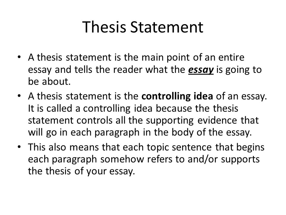 Controlling idea thesis statement