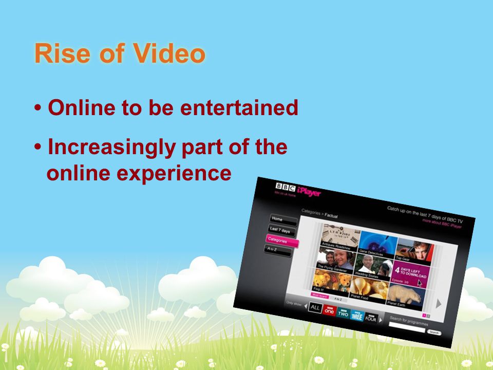 Rise of Video Online to be entertained Increasingly part of the online experience