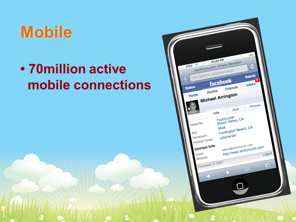 Mobile 70million active mobile connections