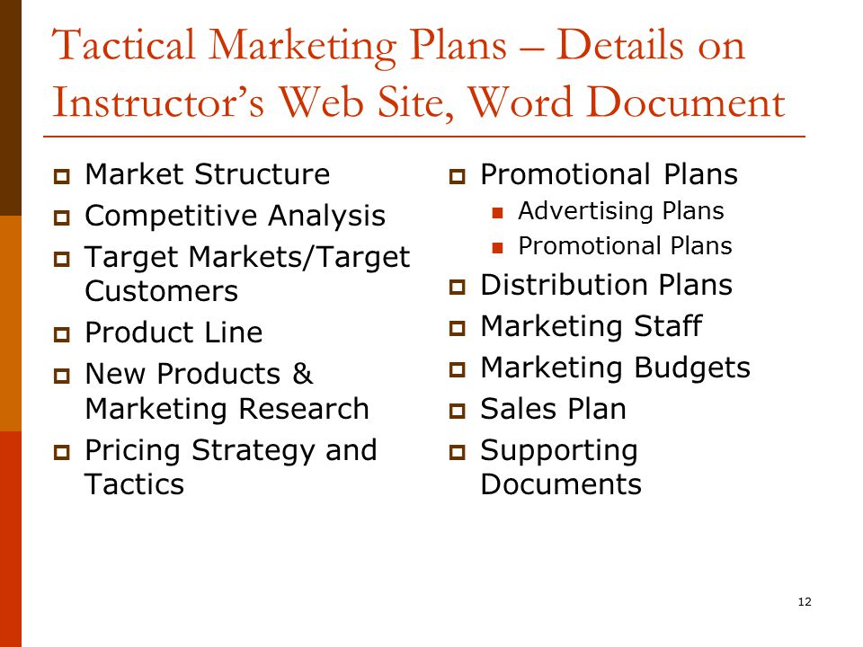 tactical marketing plan