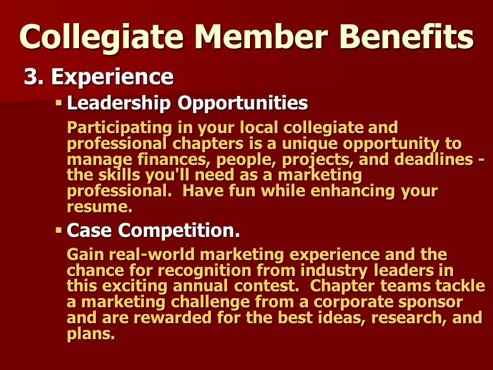 Collegiate Member Benefits 3.