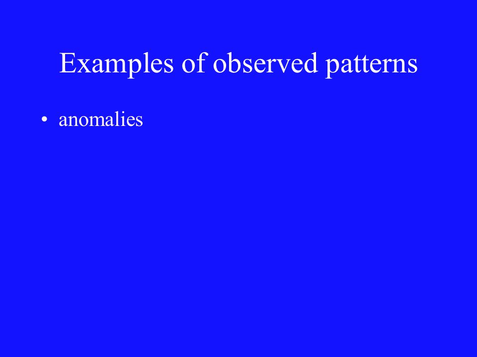 Examples of observed patterns anomalies