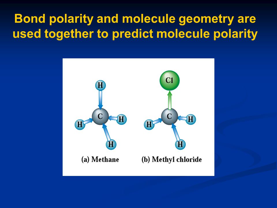Bond polarity and molecule geometry are used together to predict molecule polarity