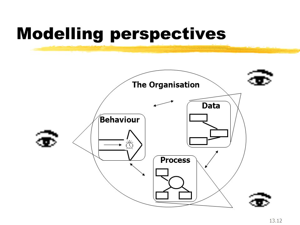13.12 Modelling perspectives Data Process Behaviour The Organisation