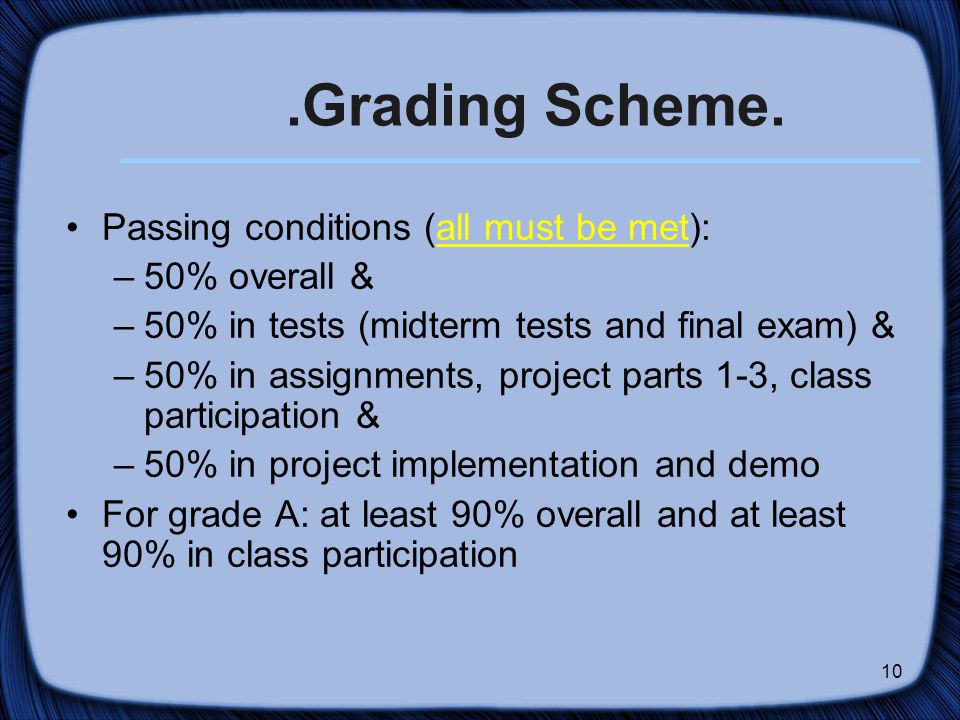 10.Grading Scheme.