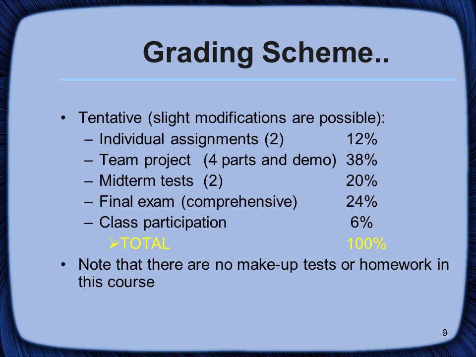 9 Grading Scheme..
