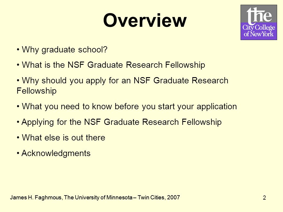 James H. Faghmous, The University of Minnesota – Twin Cities, Overview Why graduate school.
