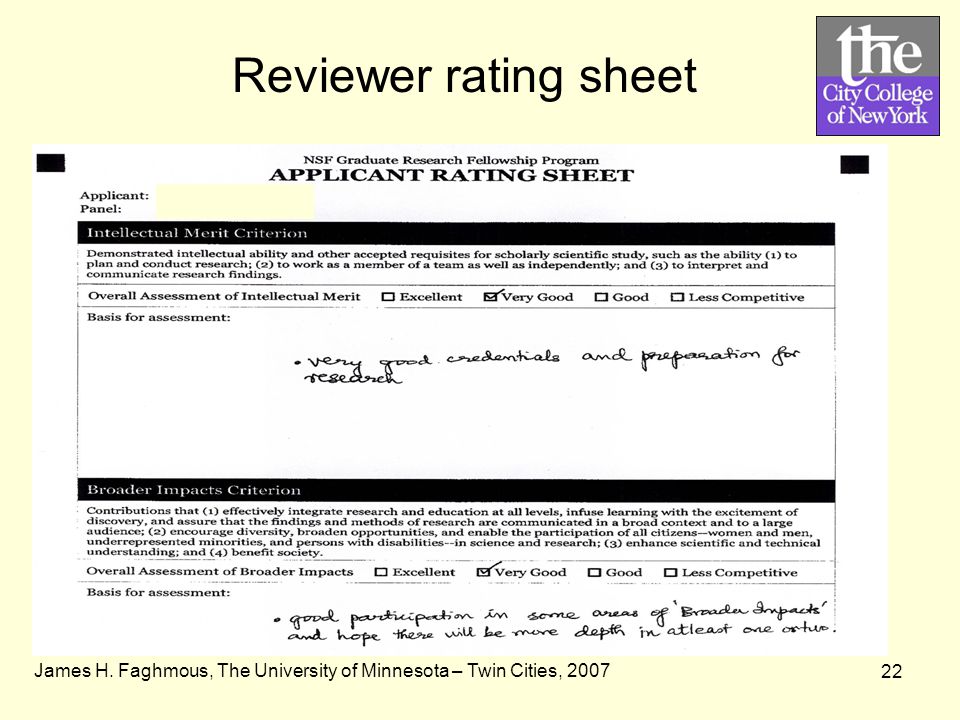 James H. Faghmous, The University of Minnesota – Twin Cities, Reviewer rating sheet