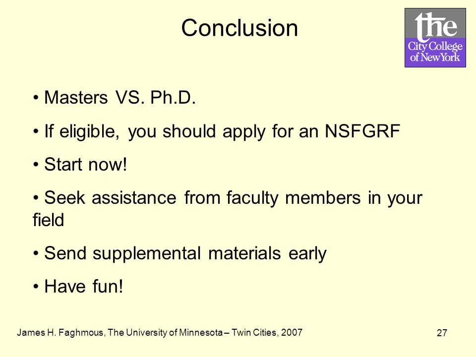 James H. Faghmous, The University of Minnesota – Twin Cities, Masters VS.