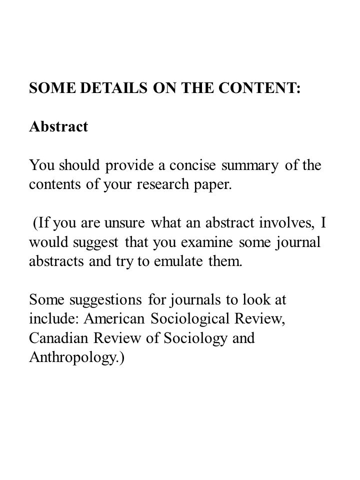 Sociology Research Paper Instructions