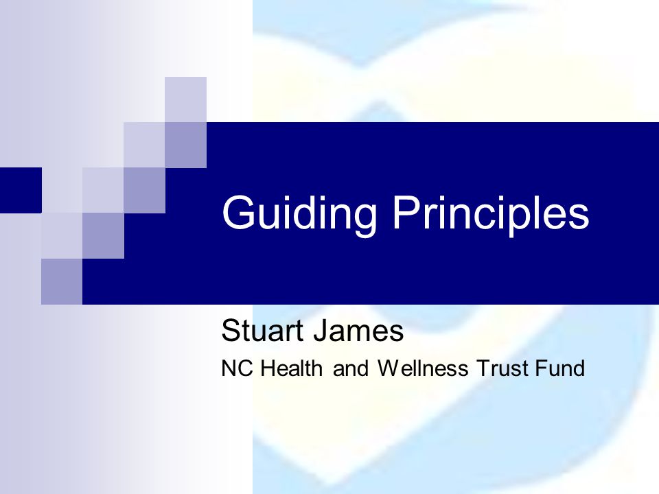 Guiding Principles Stuart James NC Health and Wellness Trust Fund
