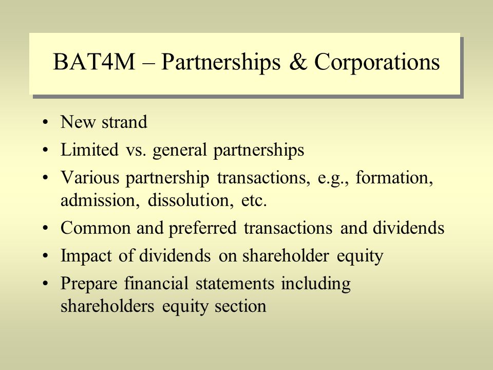 BAT4M – Partnerships & Corporations New strand Limited vs.