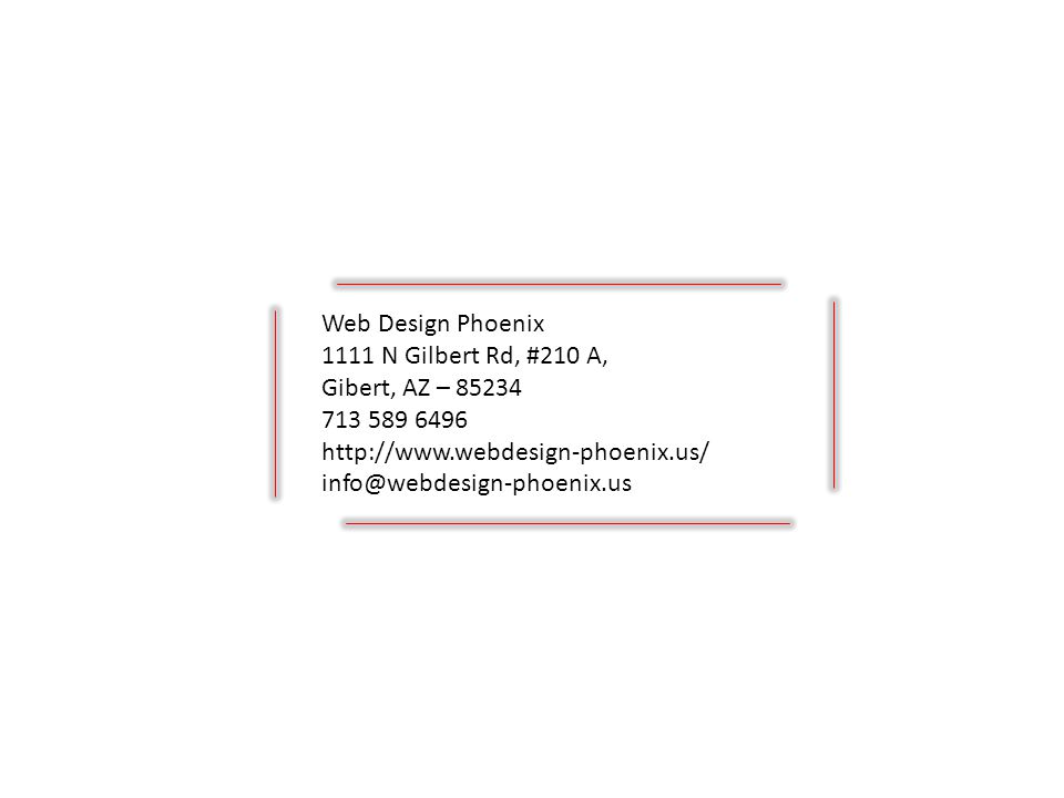 Web Design Phoenix 1111 N Gilbert Rd, #210 A, Gibert, AZ –
