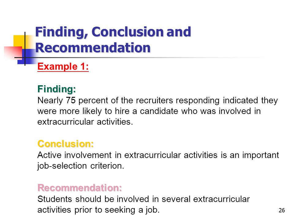 Conclusion and recommendation example