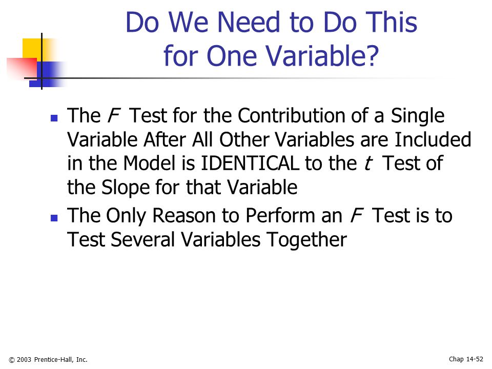 © 2003 Prentice-Hall, Inc. Chap Do We Need to Do This for One Variable.