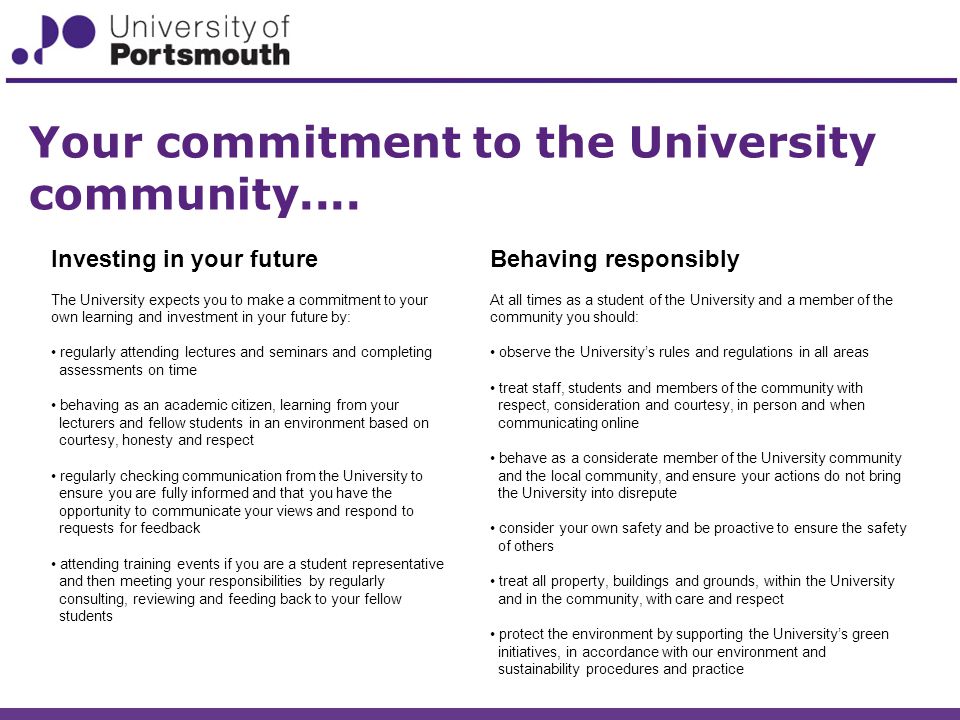 Your commitment to the University community....