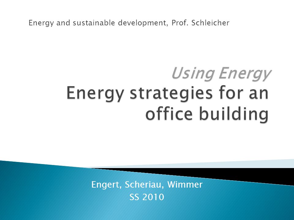 Engert, Scheriau, Wimmer SS 2010 Energy and sustainable development, Prof. Schleicher