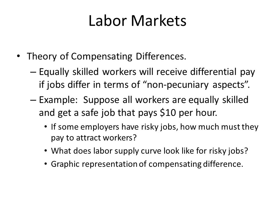 Labor Markets Theory of Compensating Differences.