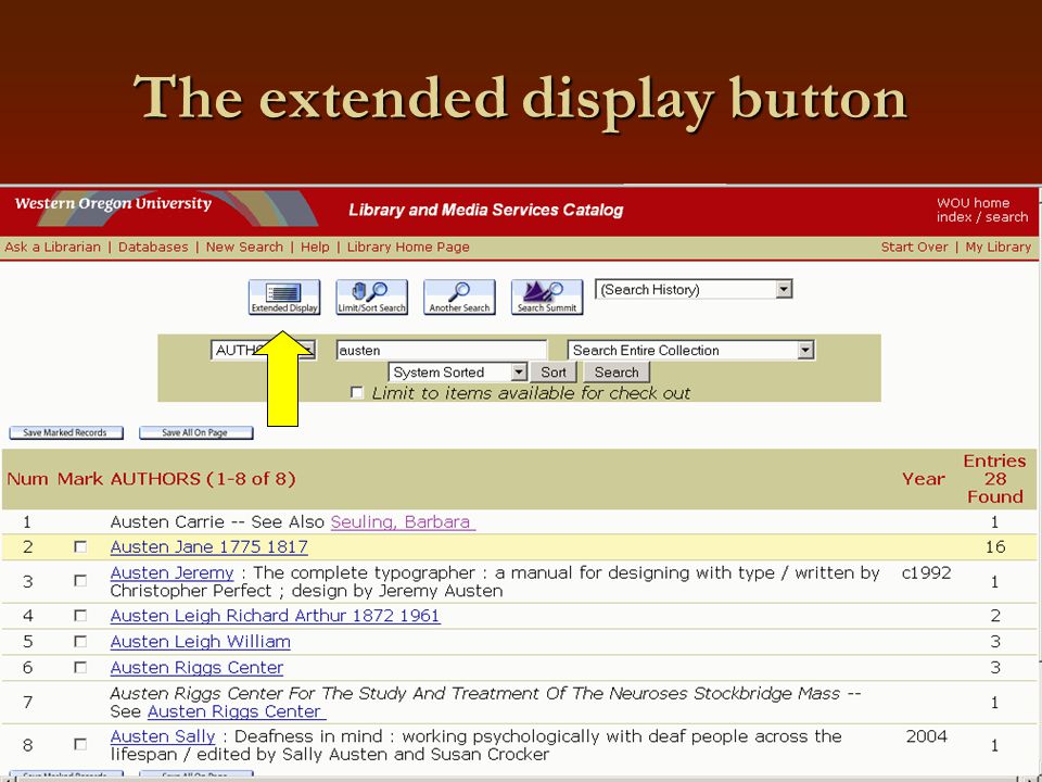 The extended display button