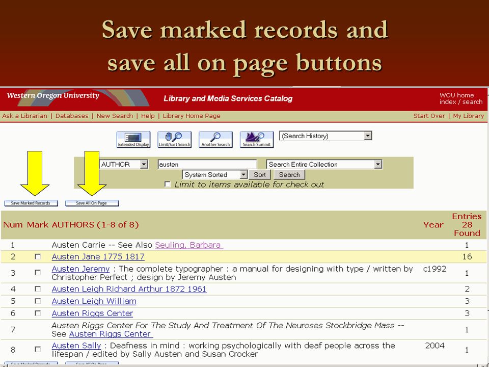 Save marked records and save all on page buttons