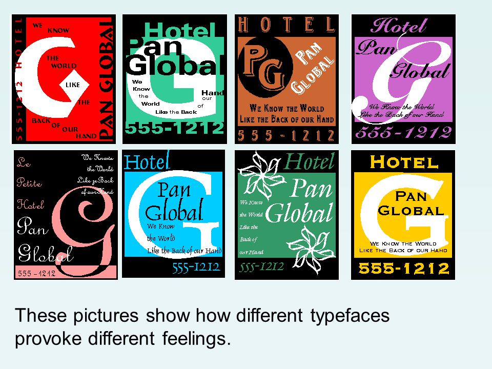 These pictures show how different typefaces provoke different feelings.