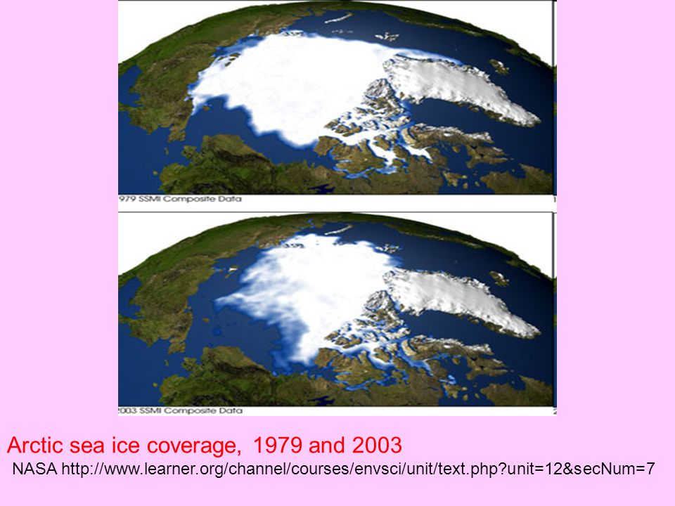 Arctic sea ice coverage, 1979 and 2003 NASA   unit=12&secNum=7