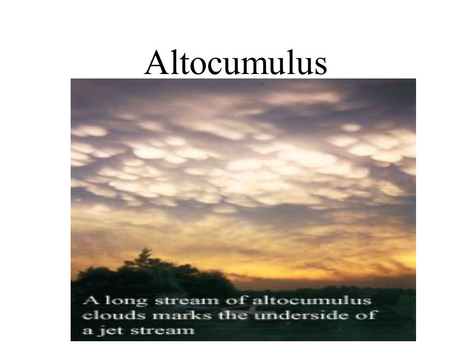 Altocumulus Medium-sized puffy clouds 6, ,000 feet