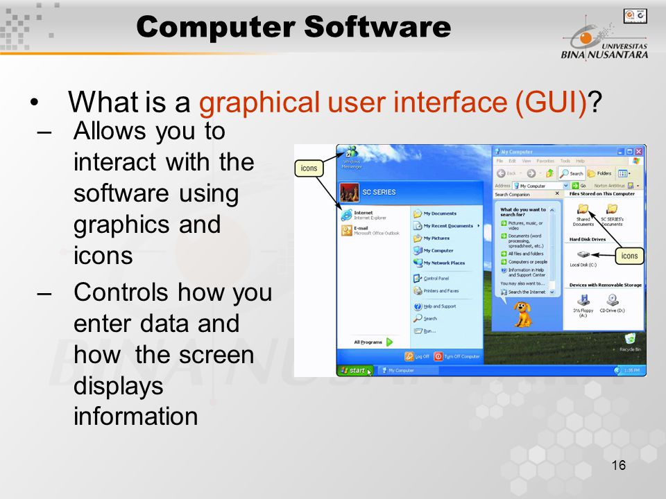 16 Computer Software What is a graphical user interface (GUI).