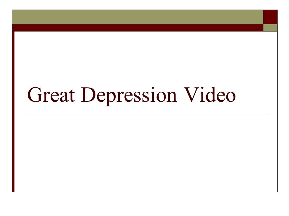 Great Depression Video