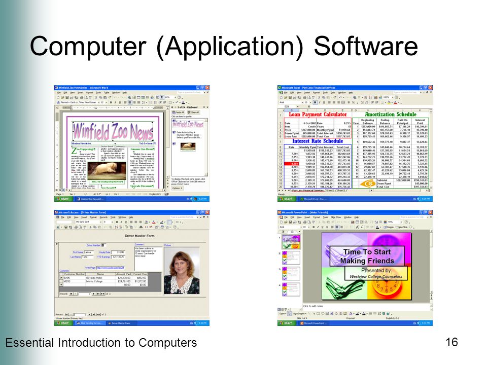 Essential Introduction to Computers 16 Computer (Application) Software