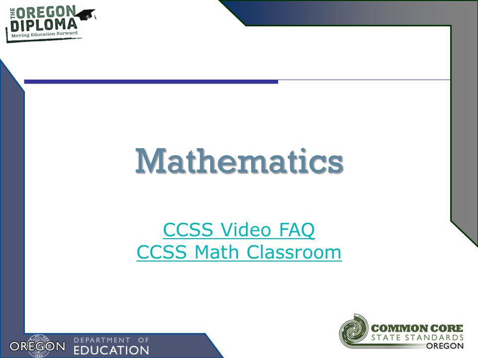 Mathematics CCSS Video FAQ CCSS Math Classroom