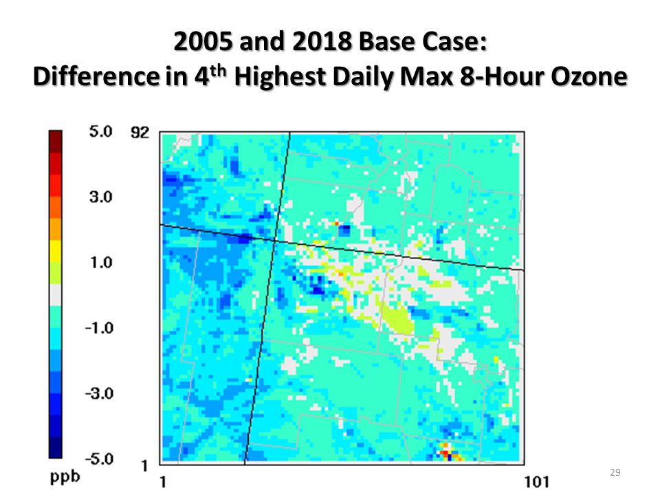 2005 and 2018 Base Case: Difference in 4 th Highest Daily Max 8-Hour Ozone 29