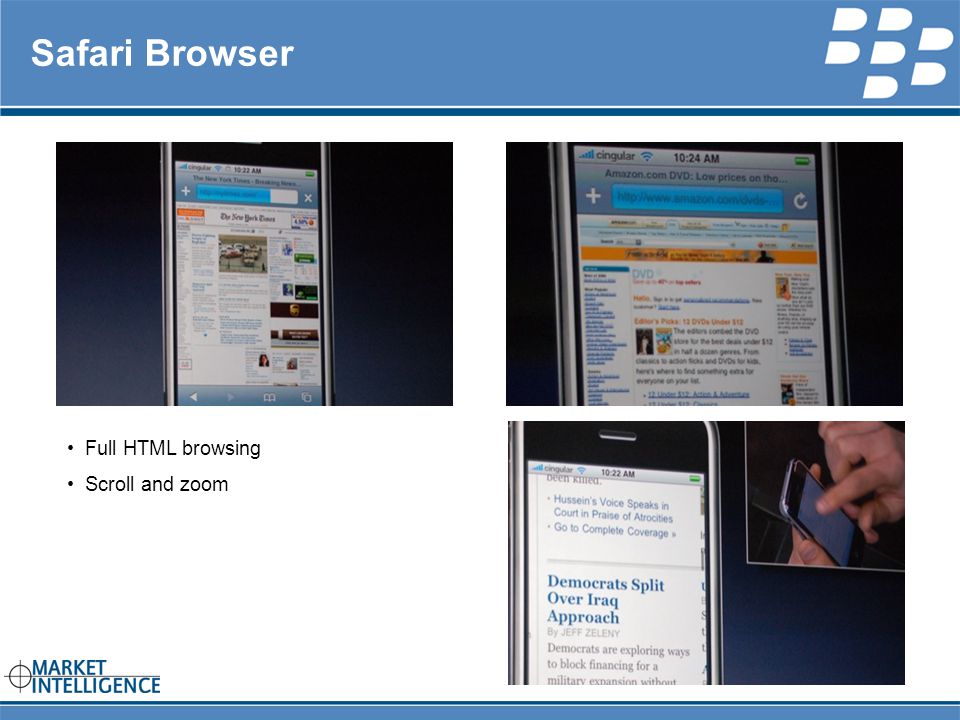 RIM INTERNAL Safari Browser Full HTML browsing Scroll and zoom