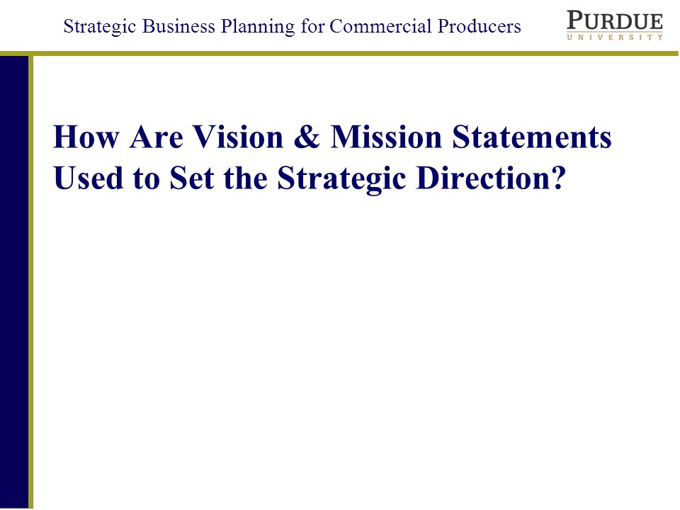 Strategic Business Planning for Commercial Producers How Are Vision & Mission Statements Used to Set the Strategic Direction